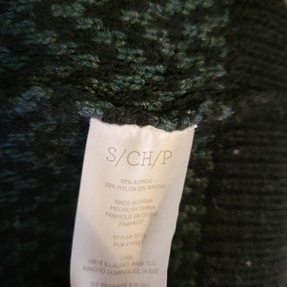Cabi‎ S Cardigan Green Black Knit 3015 Pockets FIRESIDE Sweater - Picture 7 of 7